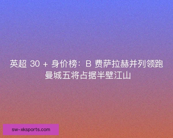 英超 30 + 身价榜：B 费萨拉赫并列领跑 曼城五将占据半壁江山